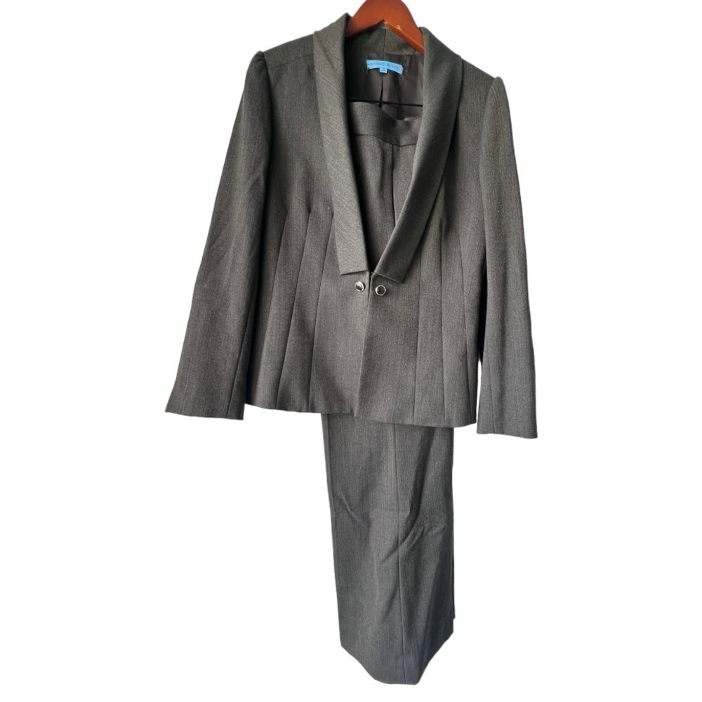 Women's Antonio Melani suits Blazer pant career two button front gray 12 & 8 - Picture 4 of 13